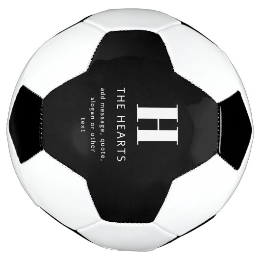 Bewerkbaar Modern Monogram Naam & Bericht | Zwart Voetbal (Gedraaid)