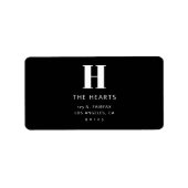 Bewerkbaar Modern Retouradres & Monogram | Zwart Etiket (Voorkant)