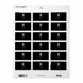 Bewerkbaar Modern Retouradres & Monogram | Zwart Etiket (Full Sheet)