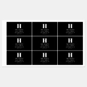 Bewerkbaar Modern Retouradres & Monogram | Zwart Labels (Vel)