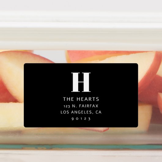 Bewerkbaar Modern Retouradres & Monogram | Zwart Labels (Aangebracht)