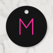 Bewerkbaar Modern Roze & Zwart Monogram Bedankjes Labels (Voorkant)