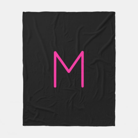 Bewerkbaar Modern Roze & Zwart Monogram Fleece Deken (Voorkant)