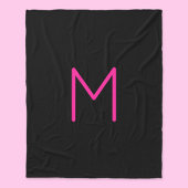 Bewerkbaar Modern Roze & Zwart Monogram Fleece Deken