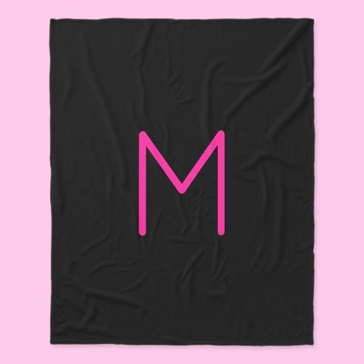 Bewerkbaar Modern Roze & Zwart Monogram Fleece Deken
