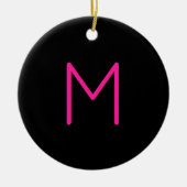Bewerkbaar Modern Roze & Zwart Monogram Keramisch Ornament (Voorkant)
