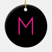 Bewerkbaar Modern Roze & Zwart Monogram Keramisch Ornament (Achterkant)