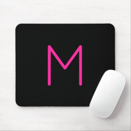 Bewerkbaar Modern Roze & Zwart Monogram Muismat