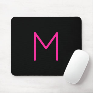 Bewerkbaar Modern Roze & Zwart Monogram Muismat