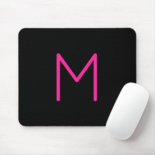 Bewerkbaar Modern Roze & Zwart Monogram Muismat (Met muis)