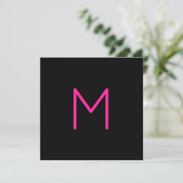Bewerkbaar Modern Roze & Zwart Monogram Notitiekaartje