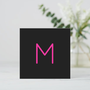 Bewerkbaar Modern Roze & Zwart Monogram Notitiekaartje