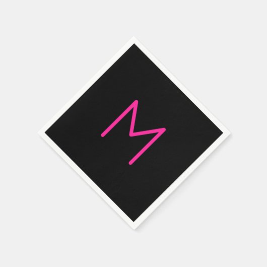 Bewerkbaar Modern Roze & Zwart Monogram Servet (Hoek)