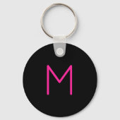 Bewerkbaar Modern Roze & Zwart Monogram Sleutelhanger (Achterkant)