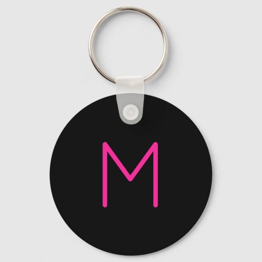 Bewerkbaar Modern Roze & Zwart Monogram Sleutelhanger (Achterkant)