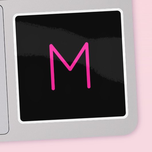 Bewerkbaar Modern Roze & Zwart Monogram Sticker