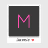 Bewerkbaar Modern Roze & Zwart Monogram Sticker (Vel)