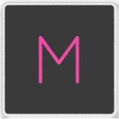 Bewerkbaar Modern Roze & Zwart Monogram Sticker (Voorkant)