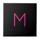 Bewerkbaar Modern Roze & Zwart Monogram Tegeltje (Voorkant)