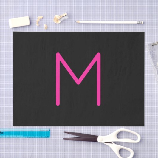 Bewerkbaar Modern Roze & Zwart Monogram Tissuepapier (Craft)