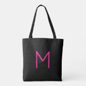 Bewerkbaar Modern Roze & Zwart Monogram Tote Bag (Achterkant)