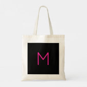 Bewerkbaar Modern Roze & Zwart Monogram Tote Bag (Achterkant)