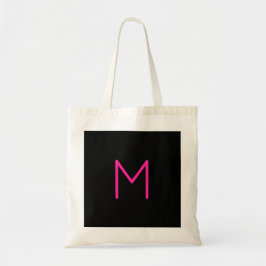 Bewerkbaar Modern Roze & Zwart Monogram Tote Bag