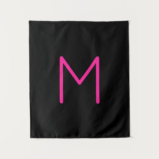 Bewerkbaar Modern Roze & Zwart Monogram Wandkleed (Voorkant)
