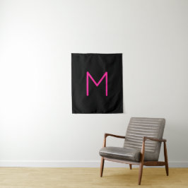 Bewerkbaar Modern Roze & Zwart Monogram Wandkleed