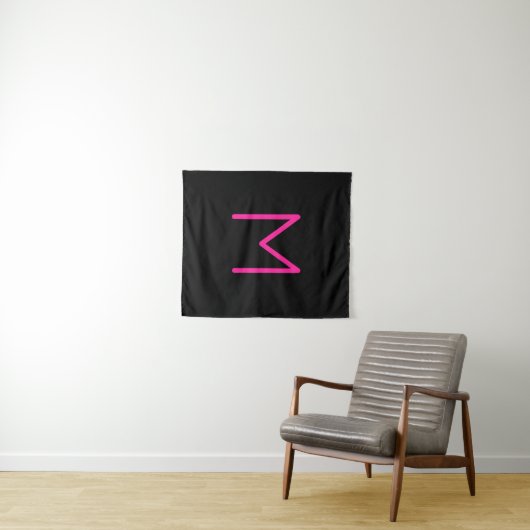 Bewerkbaar Modern Roze & Zwart Monogram Wandkleed (In Situ (horizontaal))