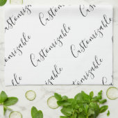 Bewerkbaar modern schriftekstpatroon | Zwart & Wit Theedoek (Gevouwen)
