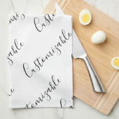 Bewerkbaar modern schriftekstpatroon | Zwart & Wit Theedoek (Quarter Fold)