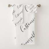 Bewerkbaar modern scripttekstpatroon | Zwart-wit Bad Handdoek (Insitu)