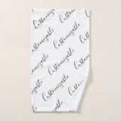 Bewerkbaar modern scripttekstpatroon | Zwart-wit Bad Handdoek (Handdoek)