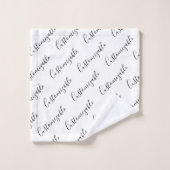 Bewerkbaar modern scripttekstpatroon | Zwart-wit Bad Handdoek (Wasdoekje)