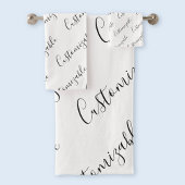 Bewerkbaar modern scripttekstpatroon | Zwart-wit Bad Handdoek