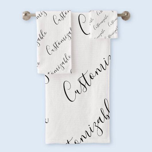 Bewerkbaar modern scripttekstpatroon | Zwart-wit Bad Handdoek