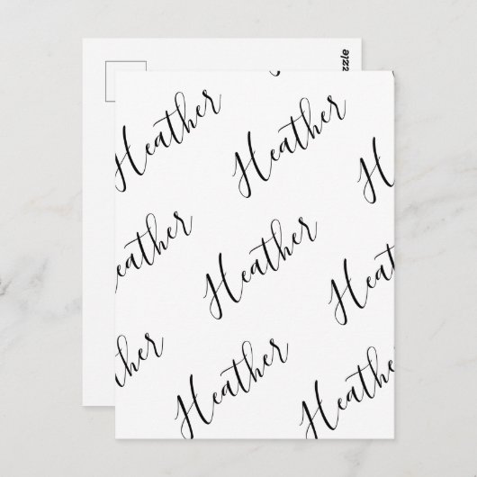 Bewerkbaar modern scripttekstpatroon | Zwart-wit Briefkaart (Voorkant / Achterkant)