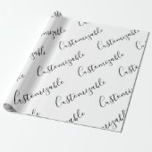 Bewerkbaar modern scripttekstpatroon | Zwart-wit Cadeaupapier (Uitgerold)