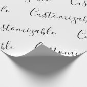 Bewerkbaar modern scripttekstpatroon | Zwart & Wit Cadeaupapier (Hoek)
