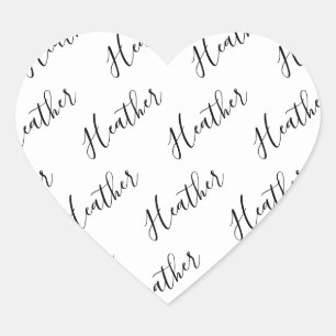 Bewerkbaar modern scripttekstpatroon   Zwart & Wit Hart Sticker