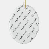 Bewerkbaar modern scripttekstpatroon | Zwart-wit Keramisch Ornament (Rechts)