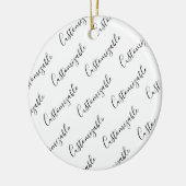Bewerkbaar modern scripttekstpatroon | Zwart-wit Keramisch Ornament (Links)