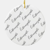 Bewerkbaar modern scripttekstpatroon | Zwart-wit Keramisch Ornament (Achterkant)