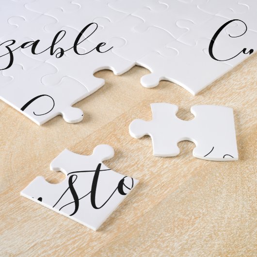 Bewerkbaar modern scripttekstpatroon | Zwart-wit Legpuzzel (Zijkant)