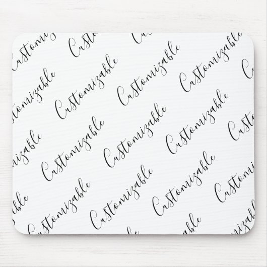 Bewerkbaar modern scripttekstpatroon | Zwart-wit Muismat (Voorkant)