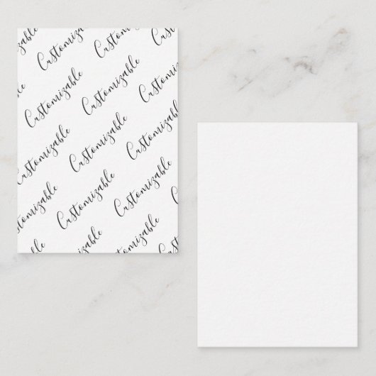 Bewerkbaar modern scripttekstpatroon | Zwart-wit Notitiekaartje (Voorkant / Achterkant)