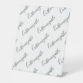 Bewerkbaar modern scripttekstpatroon | Zwart-wit Reclamebord Met Voetstuk (Voorkant)