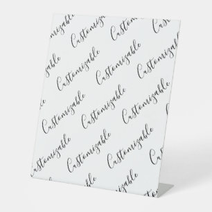 Bewerkbaar modern scripttekstpatroon   Zwart-wit Reclamebord Met Voetstuk