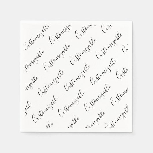 Bewerkbaar modern scripttekstpatroon | Zwart-wit Servet (Voorkant)